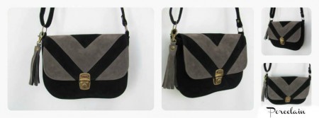 Art 1046 cartera broche maletin, detalle V $260 Negro y marrón